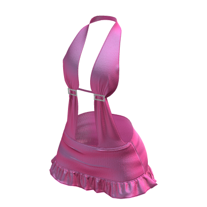 2000s pink buckled opened halter dress thumbnail