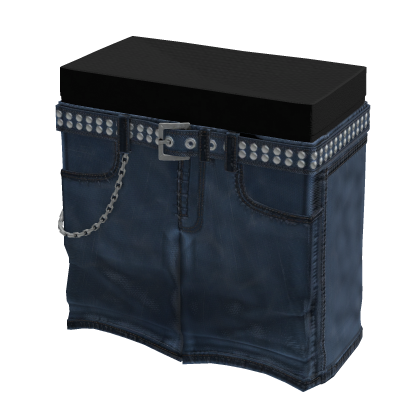 Blocky Blue Baggy Y2K Jeans with Chain thumbnail