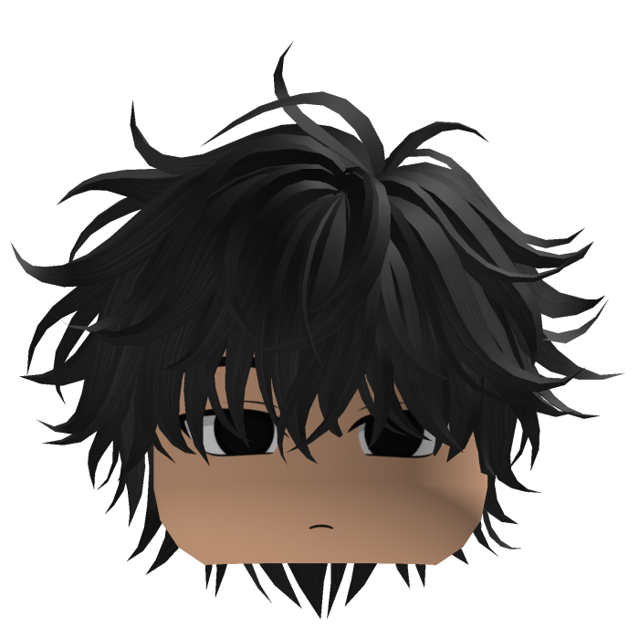 Cute Y2K emo messy black hair