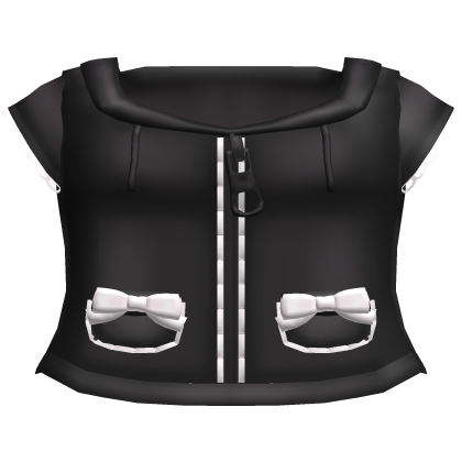 Cute Black Ruffled Winter Jacket with Bow Pockets