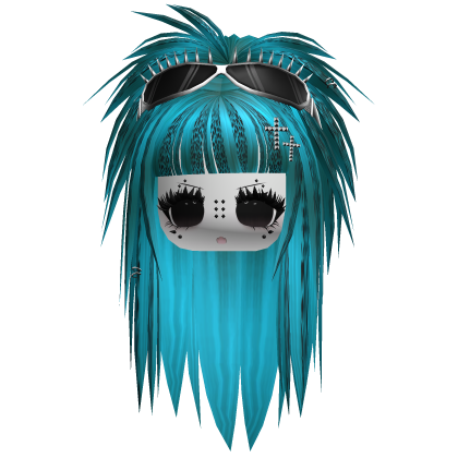scene moe girl w spike goggles leopard cyan