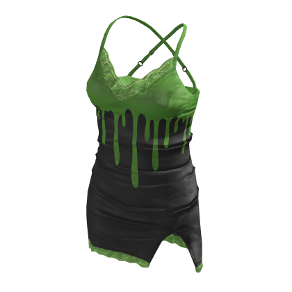 BB Cute Satin Shiny Lace High Cut Dress Drip Green
