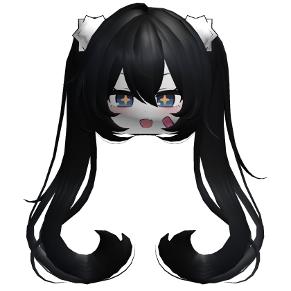 Cute Mischievous Baby Pom Pom Twintails Black Hair Roblox item