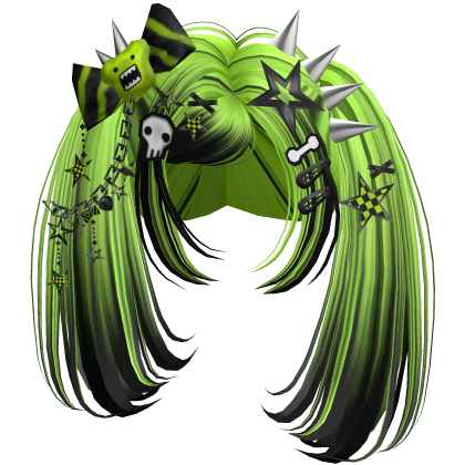 ♡ Scene Spiky Moe Pigtails (Neon Green)