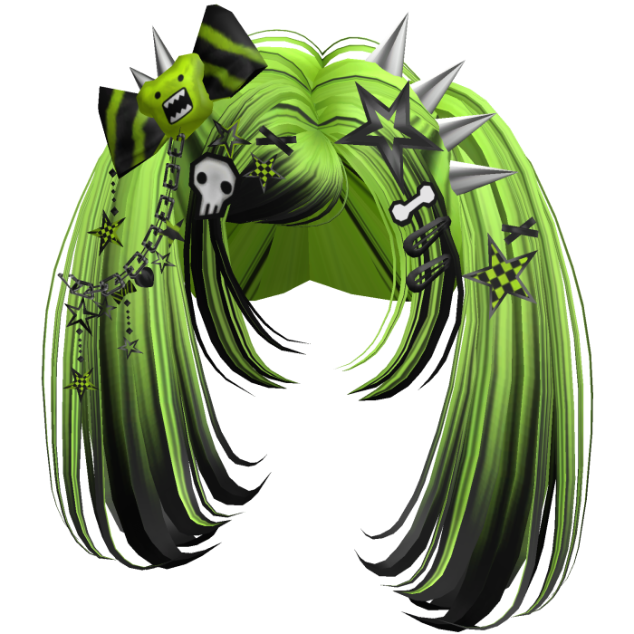 ♡ Scene Spiky Moe Pigtails (Neon Green)