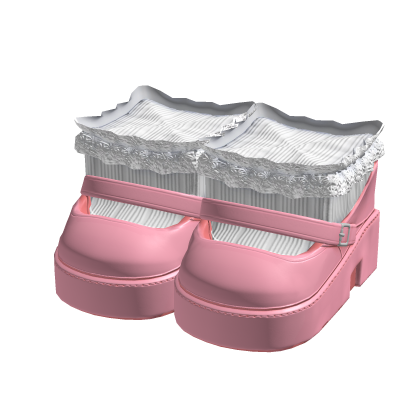 Pink Doll Platforms w/ Lace Socks