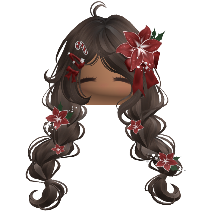 ♡ Christmas Preppy Flower Braids (Brown)