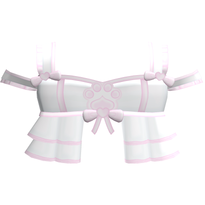 cutesy white kawaii kitty paw ruffled flowy dress
