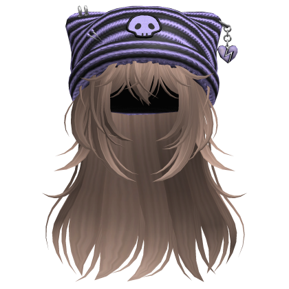 Emo Kawaii Skull Beanie W/ Wolfcut Milktea V3