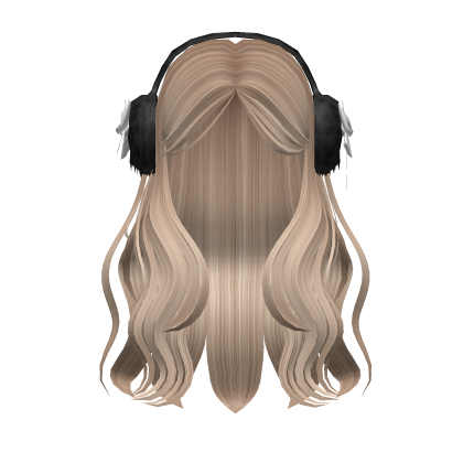 Long Wavy Hair w/ Cute Fluffy Earmuffs - Blonde Roblox item