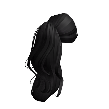 Cute Messy Ponytail Hair In Black Roblox item
