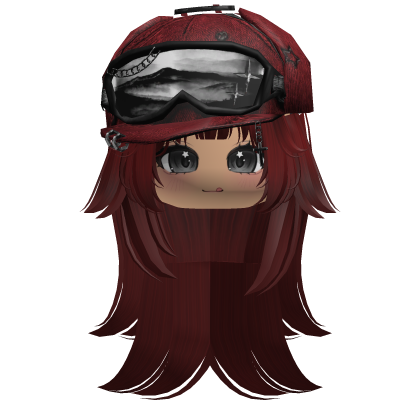 Red Tilted Goggles Cap Girl Hair