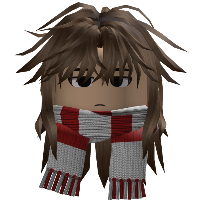Wolfcut Hair w/ Striped Scarf (White/Red)