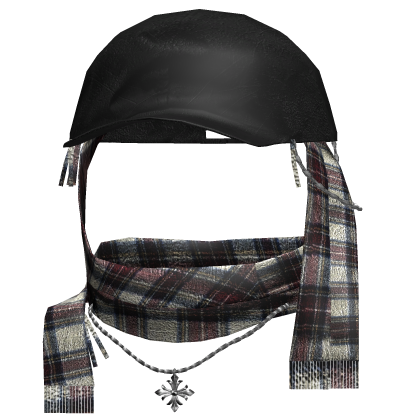 Wrapped Headscarf W/ Necklace & Cap (Red Plaid) Roblox item