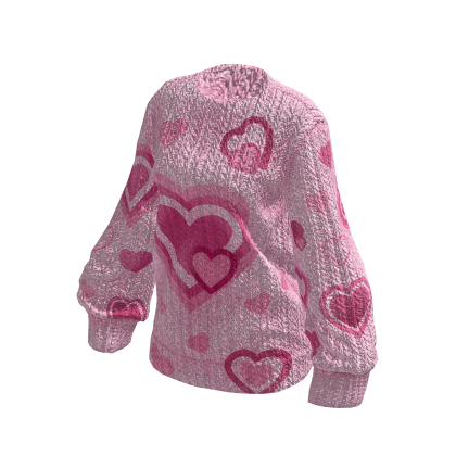 BB Pink Cute ♡ Heart Oversized Fluffy Sweater thumbnail