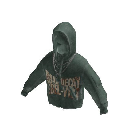 Distressed Graphic Hoodie w/ Chain (Green)
