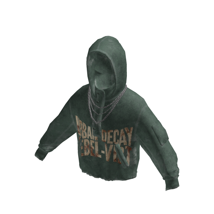 Distressed Graphic Hoodie w/ Chain (Green)