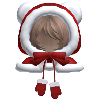 red christmas bear hood bob cut hair milktea
