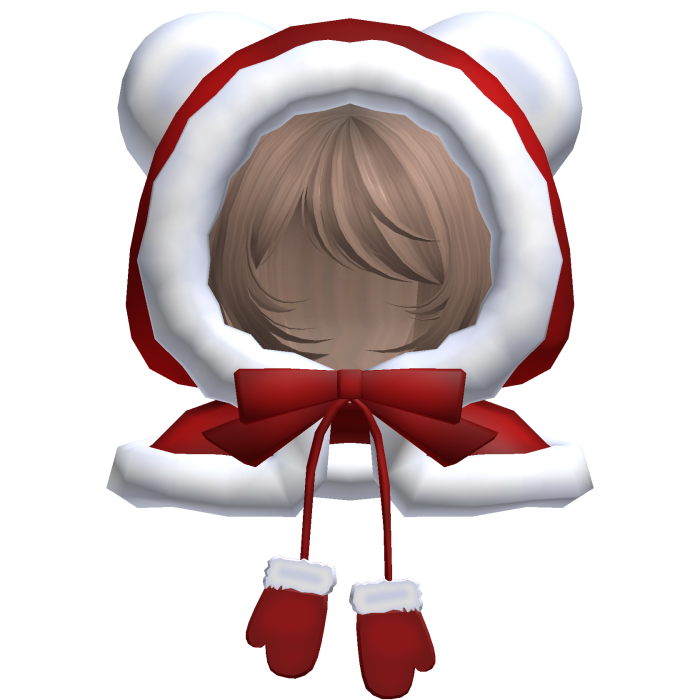 red christmas bear hood bob cut hair milktea