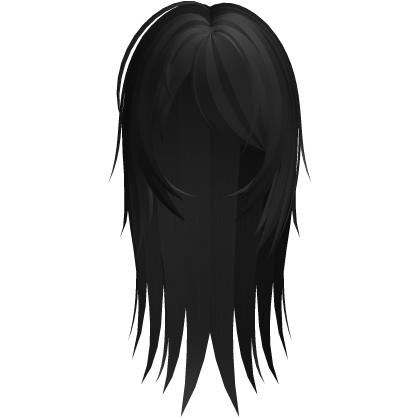 emo black long hair with messy strands Roblox item