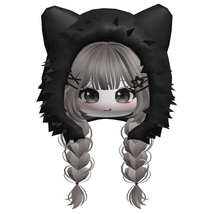 🍀Cute Girl Braided w/ Fur Hood(Ash&Black)