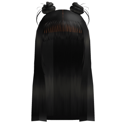 🍭Black⭐️ Long Double Bun w/ Bangs🎀