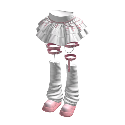 White Ruffle Skirt Emo Grunge Boots Y2K Outfit thumbnail