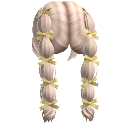 Yellow Bow-Tied Bubble Braid Pigtails (Platinum) Roblox item