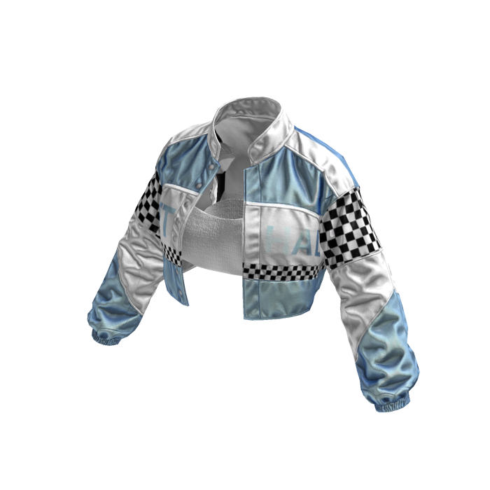 Light Blue Cropped Racing Jacket