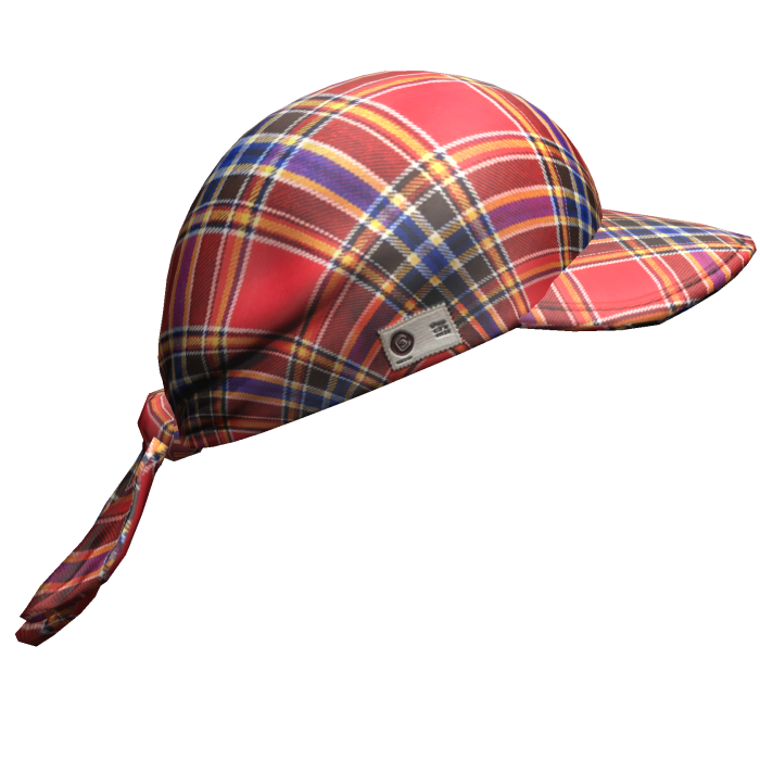 2000s Red Plaid Tied Headscarf w/ Baseball Cap