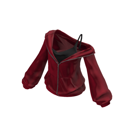 Off Shoulder Oversized Hoodie Red