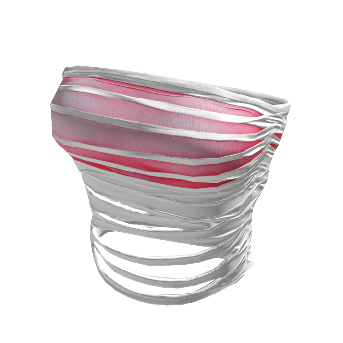 White & Pink Ripped Cropped Tube Top