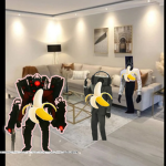 Speakerman eats bananas