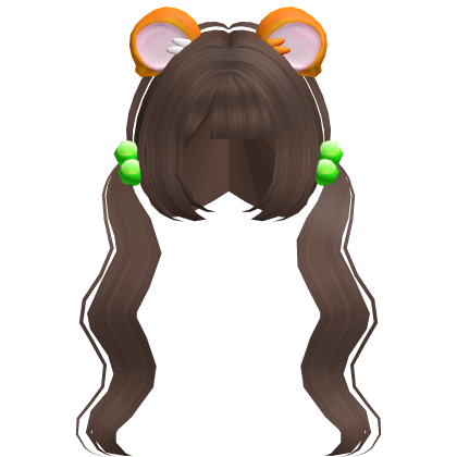 ♡ light brown hime wavy pigtails w hamtaro ears