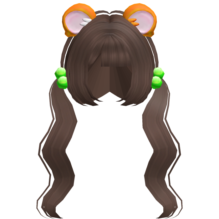 ♡ light brown hime wavy pigtails w hamtaro ears