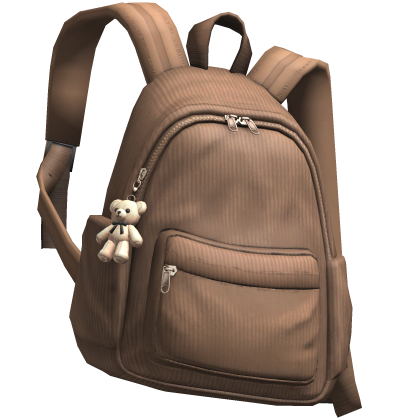 Brown Corduroy Backpack with Bear Charm [3.0] 