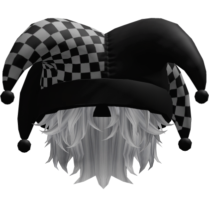 Jester Hat Checkered w/ Messy Hair (White)