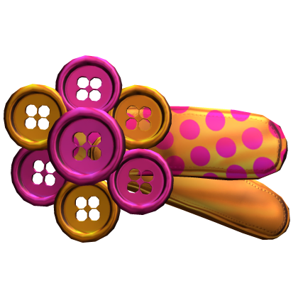 Chunky Flower Button Hair Clip In Orange & Pink