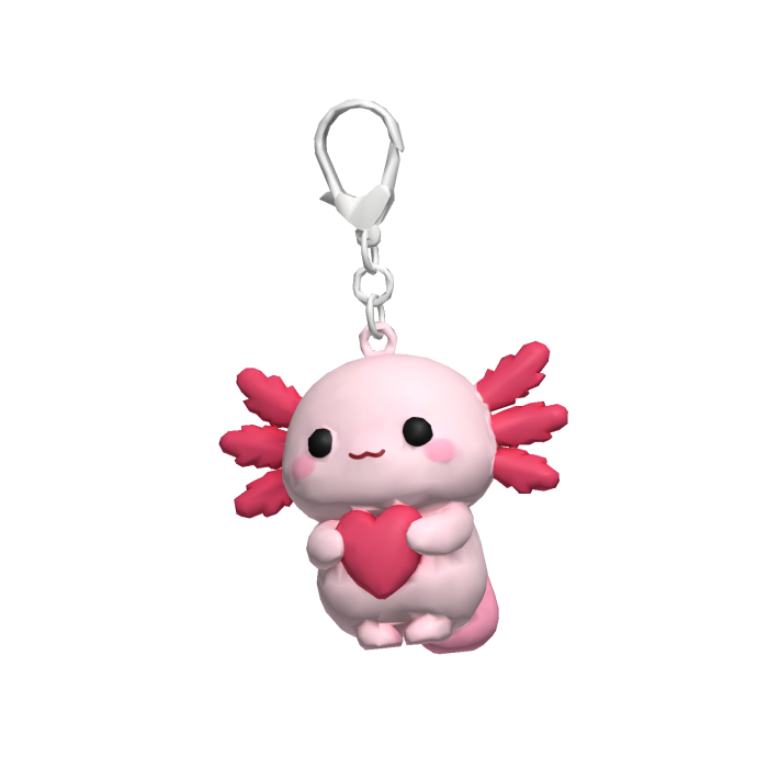 Pink Axolotl Keychain
