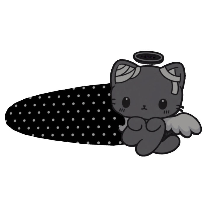 ⸝⸝ ฅ^>⩊<^ ฅ cute black cat polka dot clip