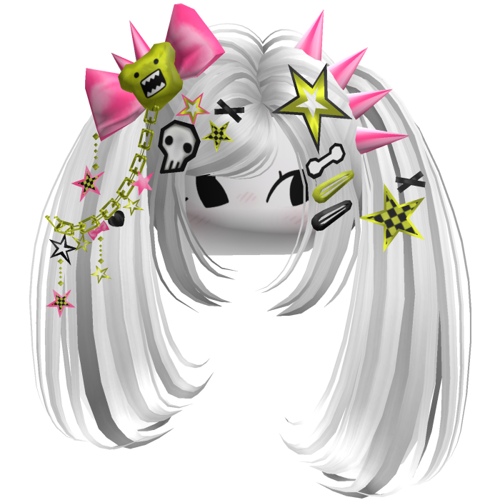 ♡ Scene Spiky Moe Pigtails (White)
