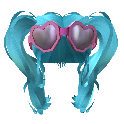 BB Heart Goggles Long Pigtails Hair Teal Roblox item