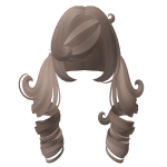 swirly dolly pigtails with bobbles in brown