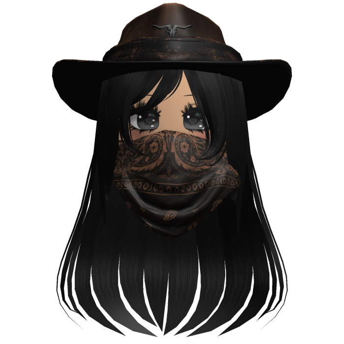 Brown Cowgirl Hat with Mask + Neck Scarf