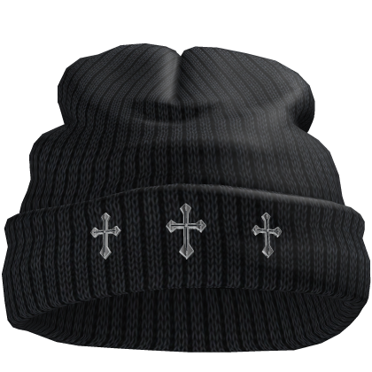 Black Chrome Crosses Worn Beanie