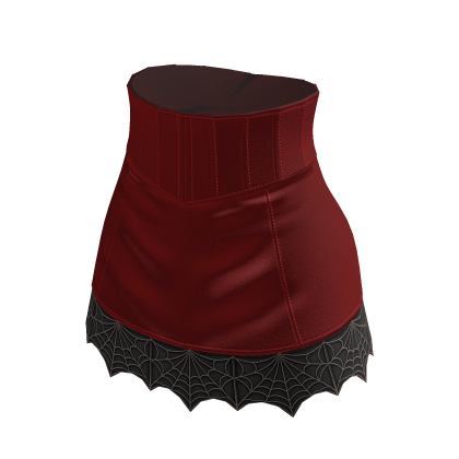 Goth Corset Mini Skirt w/ Web Hem (Red)