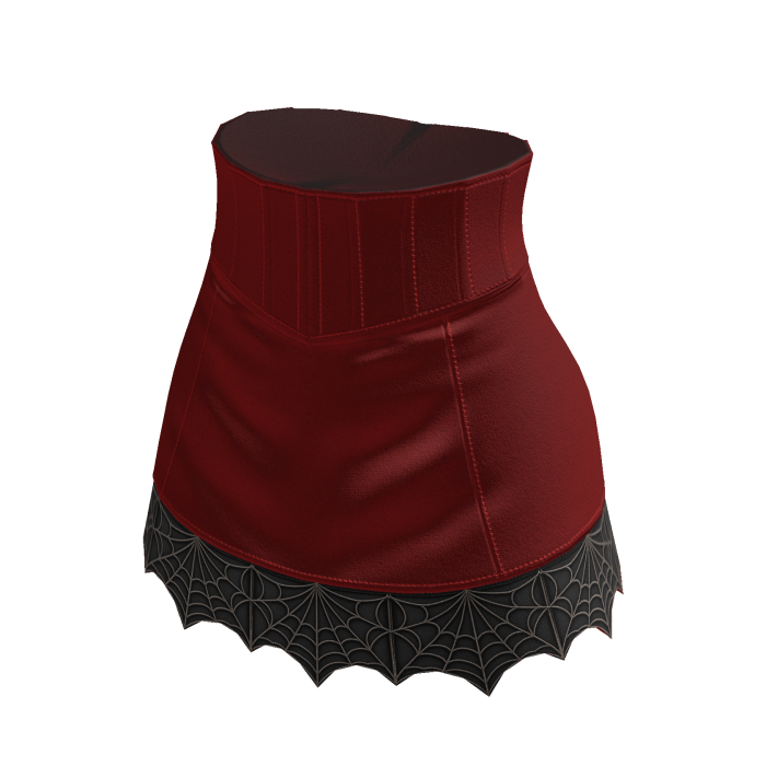 Goth Corset Mini Skirt w/ Web Hem (Red)