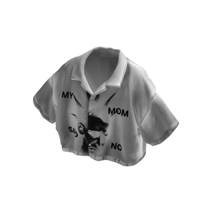 MARCHÉE - Graphic White Linen Boxy Camp Shirt thumbnail