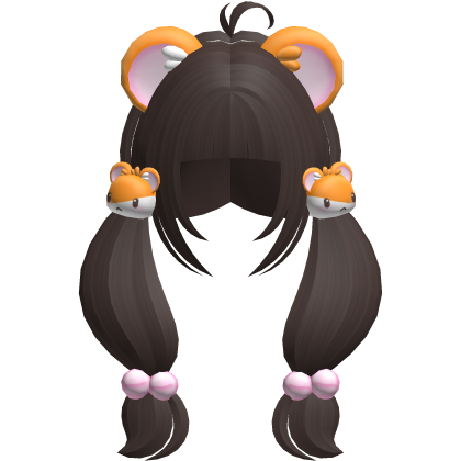♡ : kawaii dark brown fluffy hamtaro pigtails