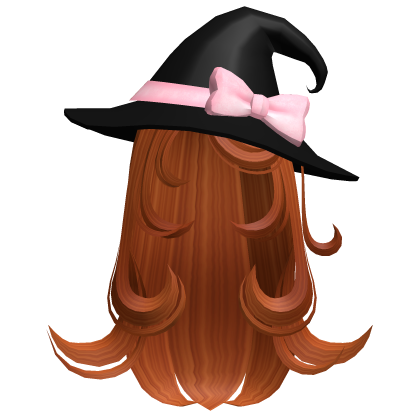 Ginger Swirly Halloween Witch hair w/ Witch Hat Roblox item